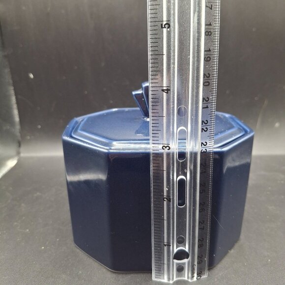 Vintage Daniel Hechter Navy Octagonal Ceramic Sugar Bowl Dresser Container - Picture 6 of 7